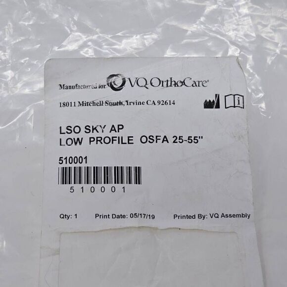 VQ ORTHOCARE SKY AP SPINAL ORTHOSES BRACE LOW PROFILE OSFA 25"-55" ADJUSTABLE - Picture 2 of 5